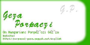 geza porpaczi business card